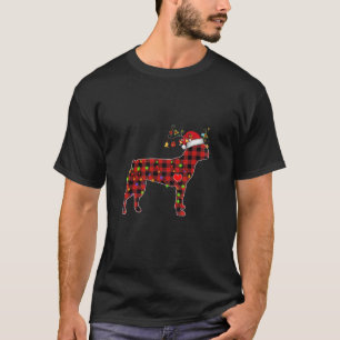 T-shirt Buffalo Plaid Boston Terrier Reindee Noël Li