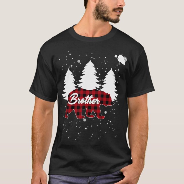 T-shirt Buffalo Plaid Brother Bear Arbre de Noël Pajama F (Devant)