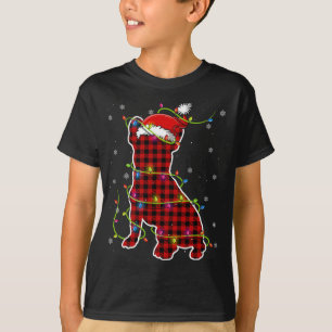 T-shirt Buffalo Plaid Bulldog Père Noël Christmas Pyjama M