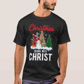 T-shirt Buffalo Plaid Christian Jesus Christmas Begins Wit