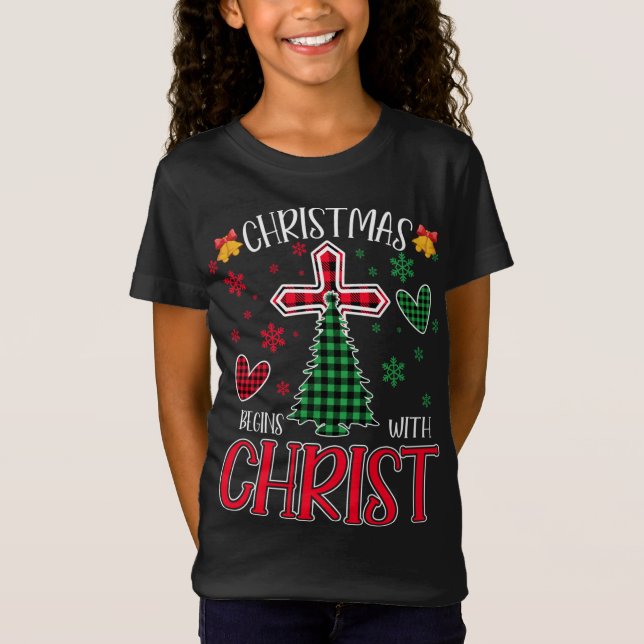 T-Shirt Buffalo Plaid Christian Jesus Noël commence avec (Devant)