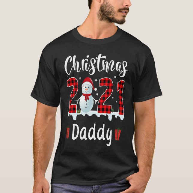 T-shirt Buffalo Plaid Christmas 2021 Daddy Snowman (Devant)