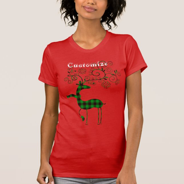 T-shirt Buffalo Plaid Christmas Deer Thunder_Cove (Devant)