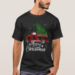 T-shirt Buffalo Plaid Christmas Tree Camion Rouge Vintage 