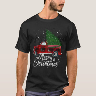 T-shirt Buffalo Plaid Christmas Tree Camion Rouge Vintage 