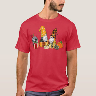 T-shirt Buffalo Plaid Citrouilles Gnomes Automne Automne T