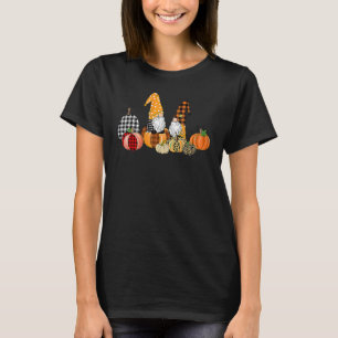 T-shirt Buffalo Plaid Citrouilles Gnomes Automne Automne T