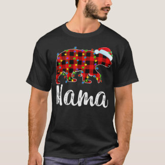 T-shirt Buffalo Plaid Correspondant Famille Noël Mama Ours