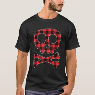 T-shirt Buffalo Plaid Crâne de Noël Crossbones T Chemise