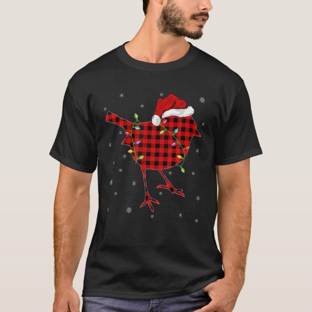 T-shirt Buffalo Plaid Family Matching Wren Bird Christmas (Devant)