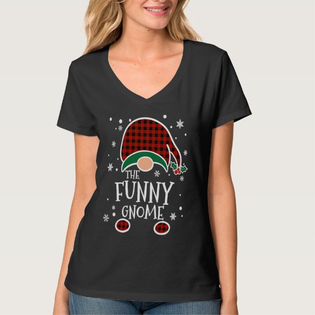 T-shirt Buffalo Plaid  Gnome  Christmas Family Matching (Devant)