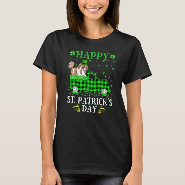 T-shirt Buffalo Plaid Green Truck Shih Tzu Dog St Patrick' (Devant)