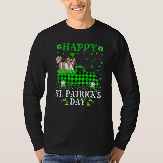 T-shirt Buffalo Plaid Green Truck Shih Tzu Dog St Patrick' (Devant)