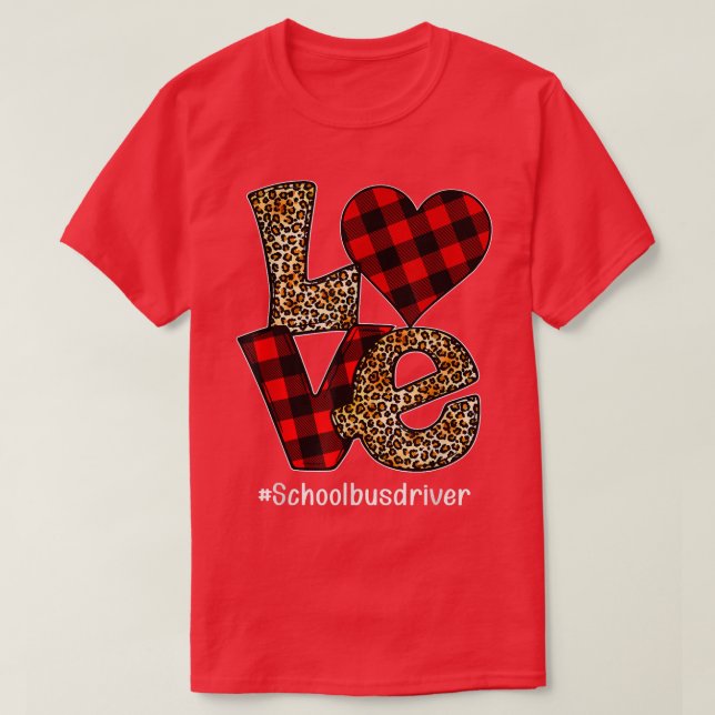 T-shirt Buffalo Plaid Hearts Valentine's Day For School bu (Design devant)