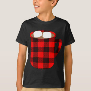 T-shirt Buffalo Plaid Hot Cocoa Cup avec Marshmallow Chris