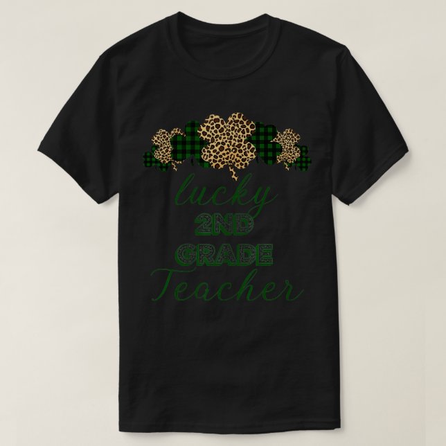 T-shirt Buffalo Plaid Leopard Lucky 2e année Enseignants S (Design devant)