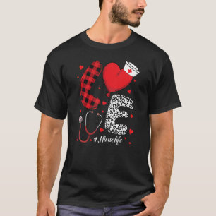 T-shirt Buffalo Plaid Love Nurse Life Nurse Happy Valenti
