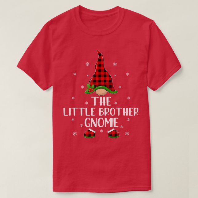T-shirt Buffalo Plaid Matching The Little Brother Gnome Ch (Design devant)