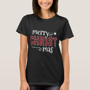 T-shirt Buffalo Plaid Merry Christ Mas Christmas Christian