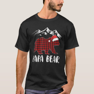 T-shirt Buffalo Plaid Papa Bear Pajamas de Noël Correspond