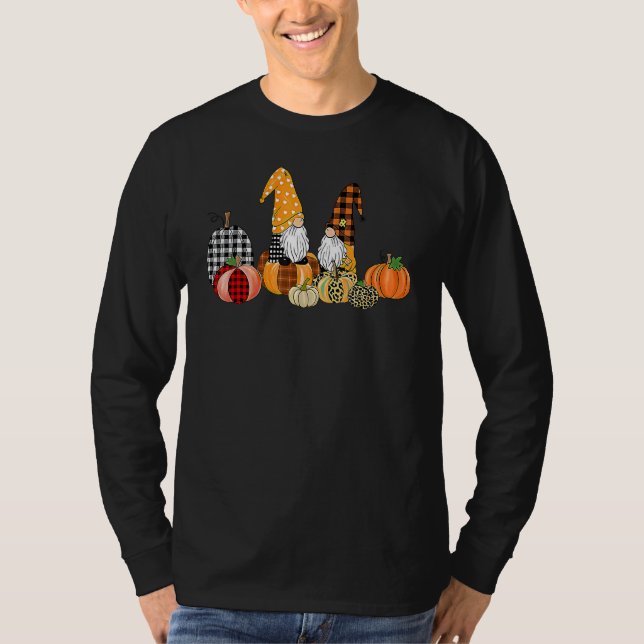 T-shirt Buffalo Plaid Pumpkin Gnomes Fall Autumn Thanksgiv (Devant)