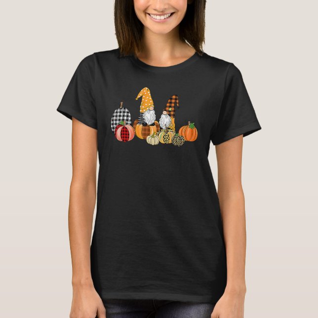 T-shirt Buffalo Plaid Pumpkin Gnomes Fall Autumn Thanksgiv (Devant)