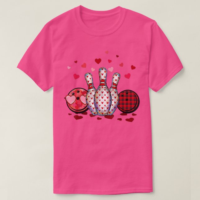 T-shirt Buffalo Plaid Red Bowling Gnome Christmas Valentin (Design devant)