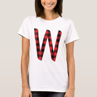T-shirt Buffalo Plaid Red et Black Letter W Monogram