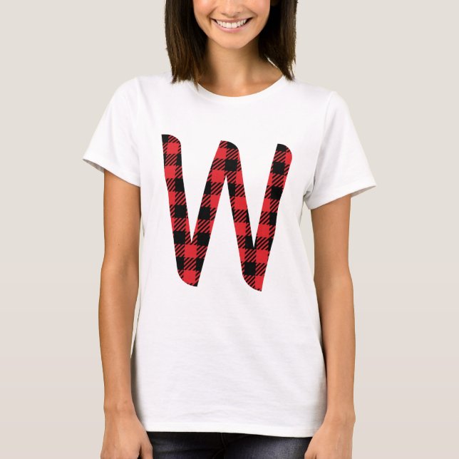 T-shirt Buffalo Plaid Red et Black Letter W Monogram (Devant)