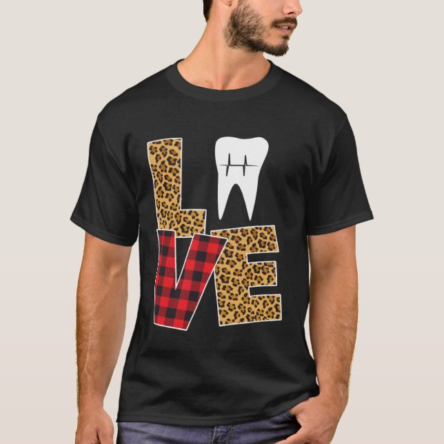 T-shirt Buffalo Plaid Toothpaste & Tooth Dentist Valentine (Devant)