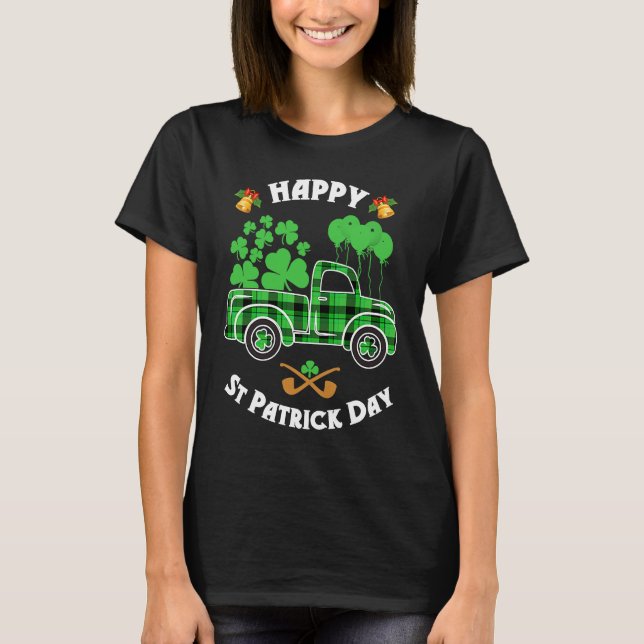 T-shirt Buffalo Plaid Truck Irish Shamrock Happy St Patric (Devant)
