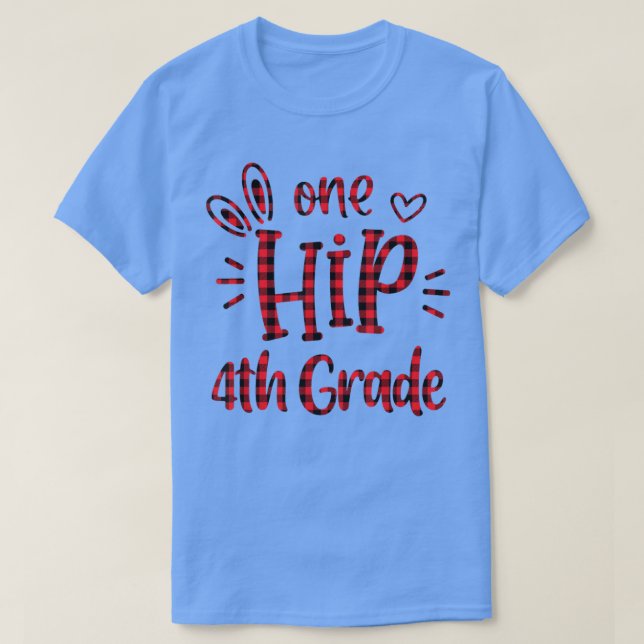 T-shirt Buffalo Plaid Une hanche 4e grade Bunny Easte (Design devant)