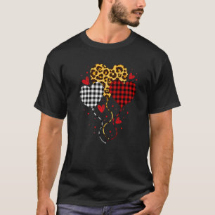 T-shirt Buffalo Red Plaid Et Leopard Coeurs mignons Valent