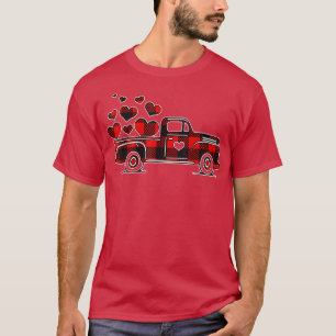 T-shirt Buffalo Red Plaid Truck With Heart Cute Valentine'