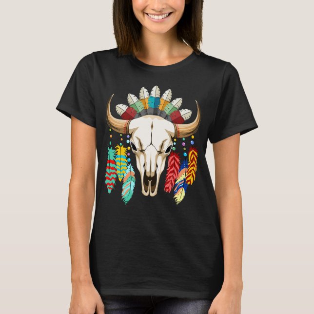 T-shirt Buffalo Skull Native American Emblem (Devant)