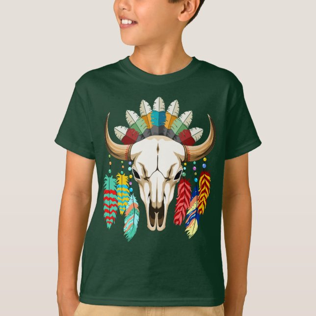 T-shirt Buffalo Skull Native American Emblem (Devant)