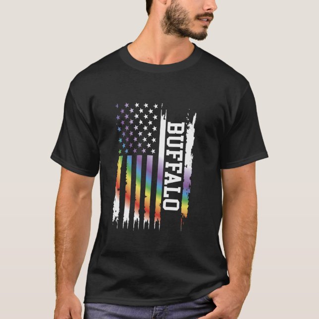 T-shirt Buffalo United States Distress Rainbow avec drapea (Devant)