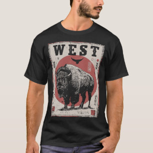 T-shirt Buffle avec soleil rouge et terroir occidental
