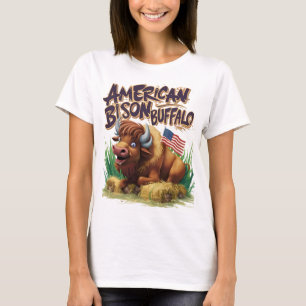 T-shirt Buffle de bison américain avec drapeau américain