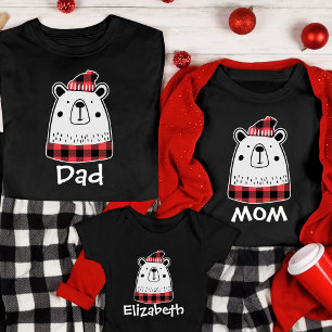 T-shirt Buffle de Noël personnalisé Plaid Bear Famille