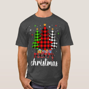 T-shirt Buffle de Noël Plaid Rouge Blanc Vert Noël