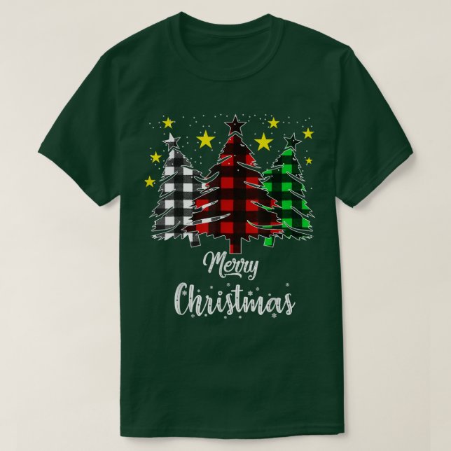 T-shirt Buffle de Noël Plaid Rouge Blanc Vert Noël (Design devant)