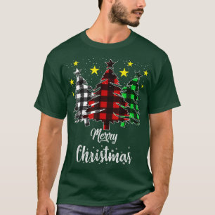 T-shirt Buffle de Noël Plaid Rouge Blanc Vert Noël