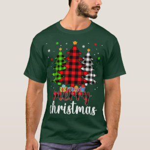 T-shirt Buffle de Noël Plaid Rouge Blanc Vert Noël