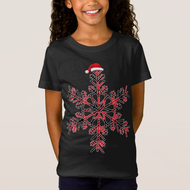 T-Shirt Buffle de Noël rouge et noir Plaid chapeau de Père (Devant)