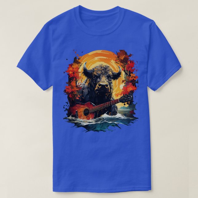 T-shirt Buffle d'eau jouant de la guitare (Design devant)