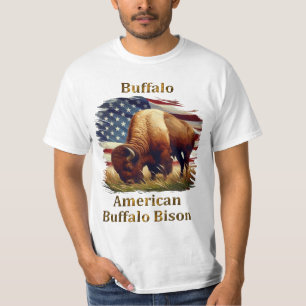 T-shirt Buffle debout devant le drapeau américain