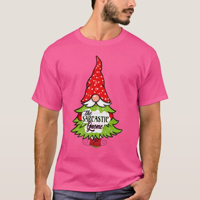 T-shirt Buffle Gnome Sarcastique Plaid Correspondant Noël  (Devant)