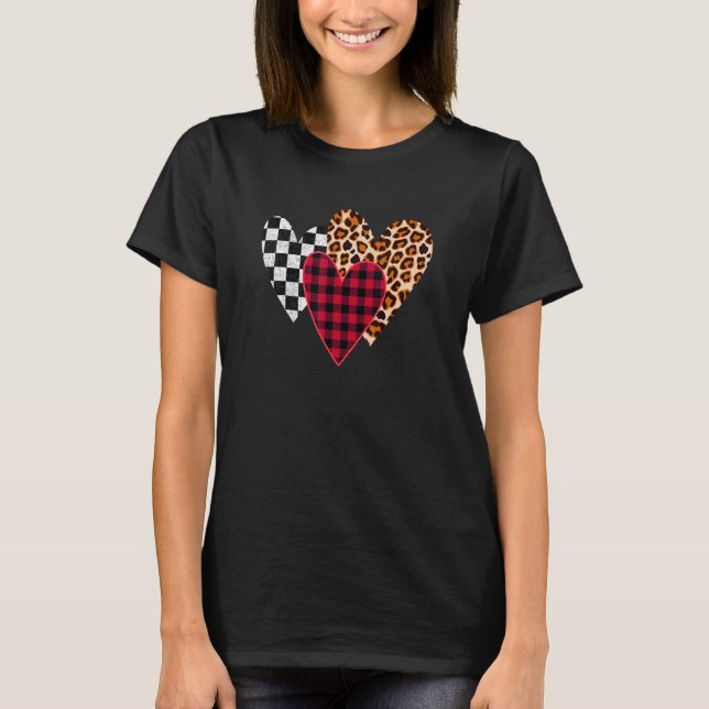 T-shirt Buffle Léopard Rétro Noir Et Blanc Plaid 3 Entendr (Devant)