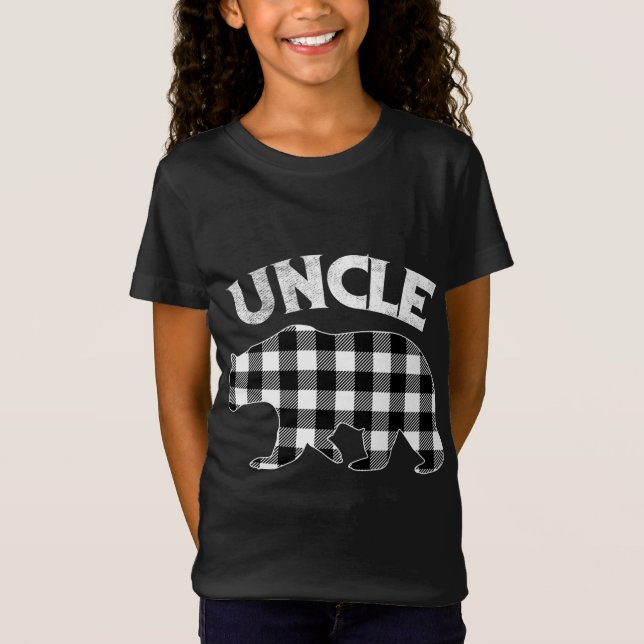 T-Shirt Buffle Noir Et Blanc Plaid Oncle Ours Noël (Devant)